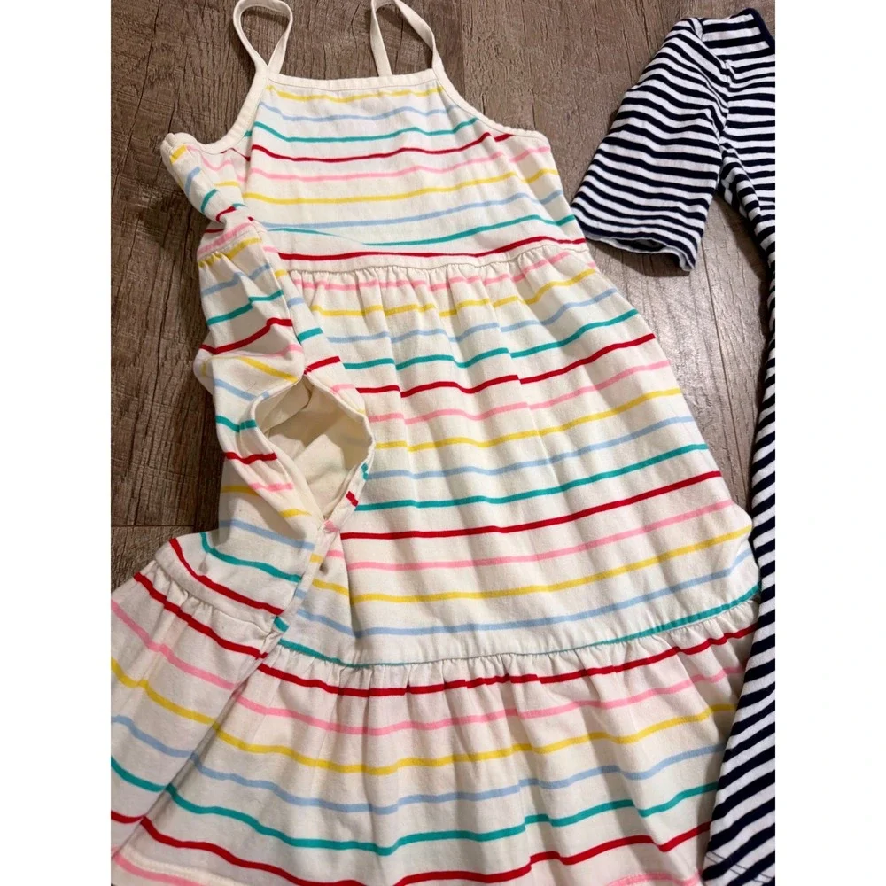 Old Navy Girls Striped Dress Bundle 2 Tiered Cami Skater Navy White Size S 6-7